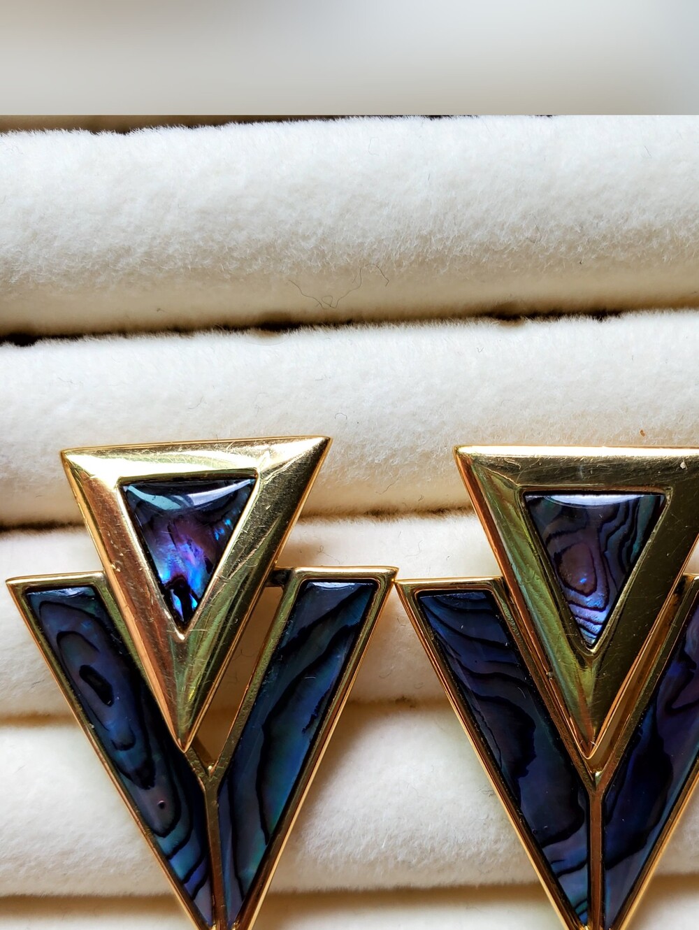 Butler: Gold-Tone Abalone Geometric Earrings | Vintage Statement